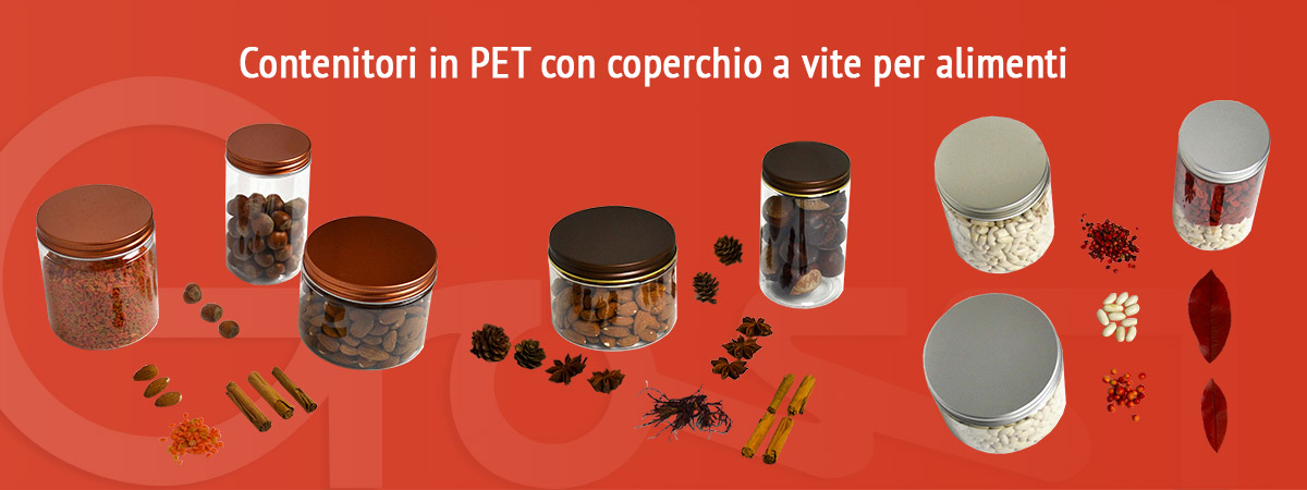 Contenitori in PET con coperchio a vite per alimenti