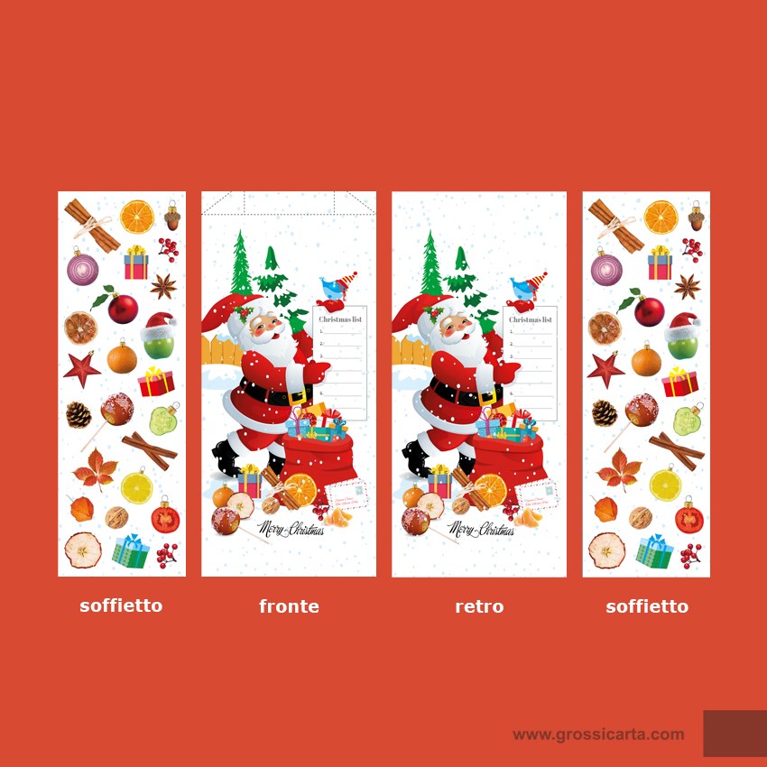 Sacchetto frutta e verdura antiumido &quot;Merry Christmas&quot; - f.to 15x30 cm