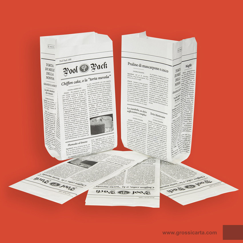 Sacchetto kraft bianco stampa ''giornale''