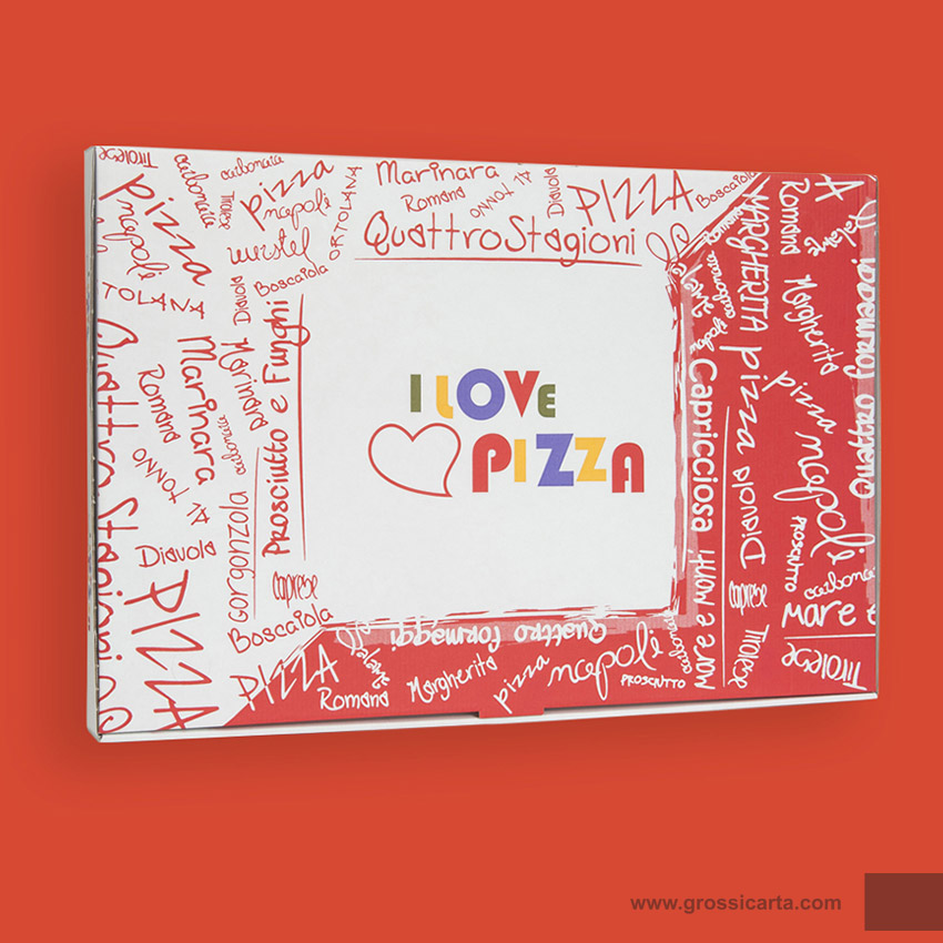 Scatole pizza stampa &#39;&#39;i love pizza&#39;&#39; maxi