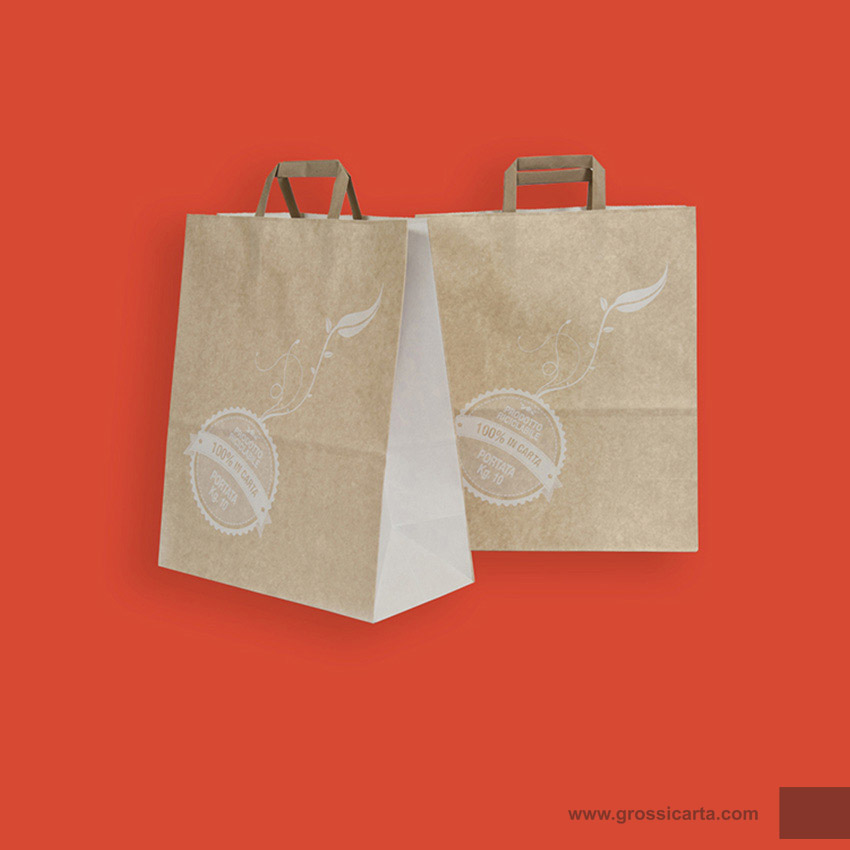 Shopper mod. duplex Certificata FSC<sup>®</sup> interno bianco / esterno avana stampa generica