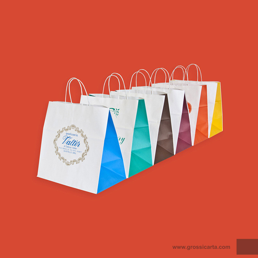 Shopper mod. japa in kraft bianco Certificata FSC&lt;sup&gt;&amp;reg;&lt;/sup&gt;