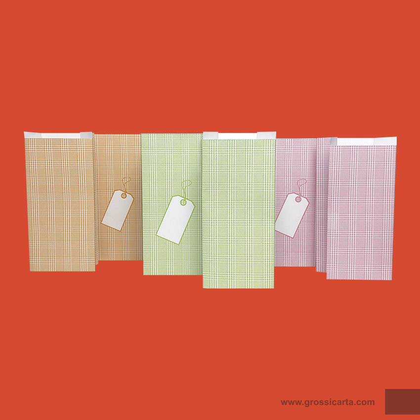 Sacchetti in carta principe di galles rosa/verde/arancio