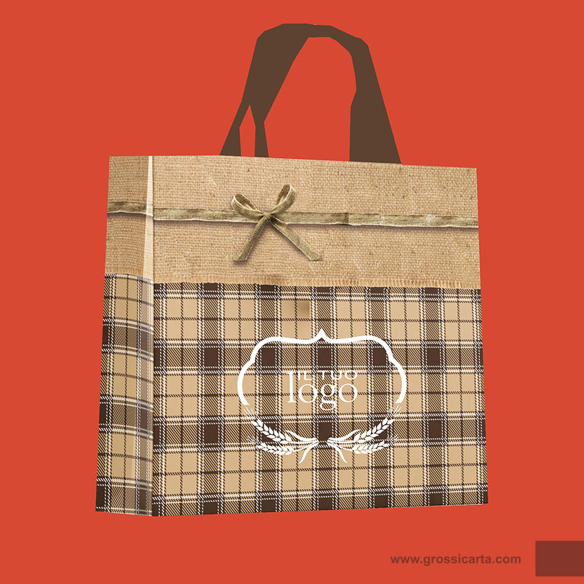 Borsa Riutilizzabile ''Tartan Juta'' personalizzabile con logo e cornice