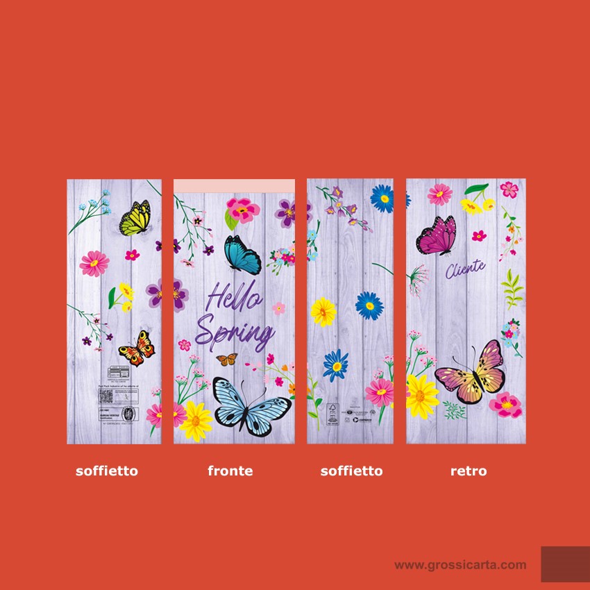 Sacchetti carta stampa ''Hello Spring'' - f.to 17x35