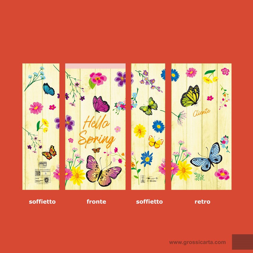 Sacchetti carta stampa ''Hello Spring'' - f.to 22x44