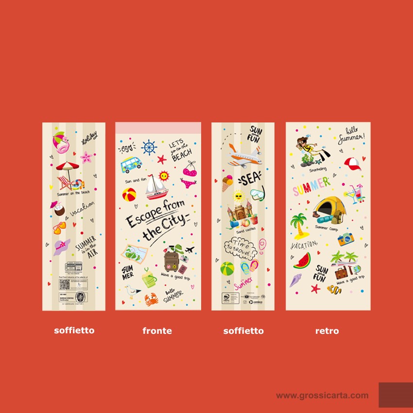 Sacchetti antigrasso stampa ''Summer Time'' - f.to 15x30