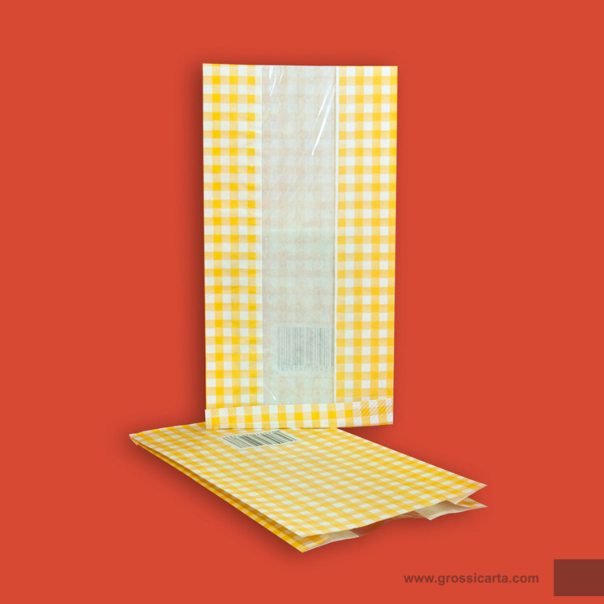 Sacchetto accoppiato con PP - antigrasso con finestra stampa ''tovagliato giallo''