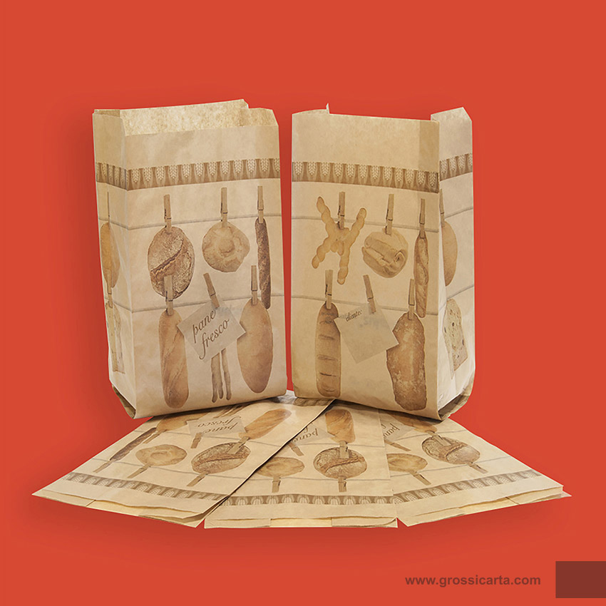 Sacchetto kraft avana stampa ''pane fresco'' Certificato  PEFC<sup>TM</sup>