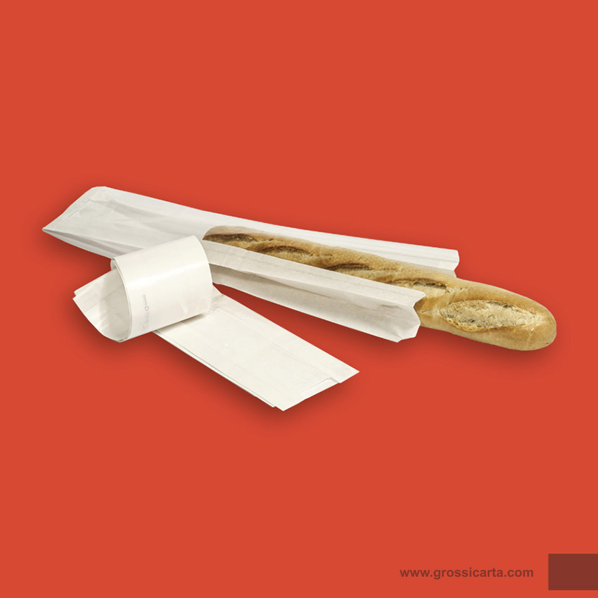 Sacchetto kraft bianco con finestra liscia per baguette Certificato FSC<sup>®</sup>