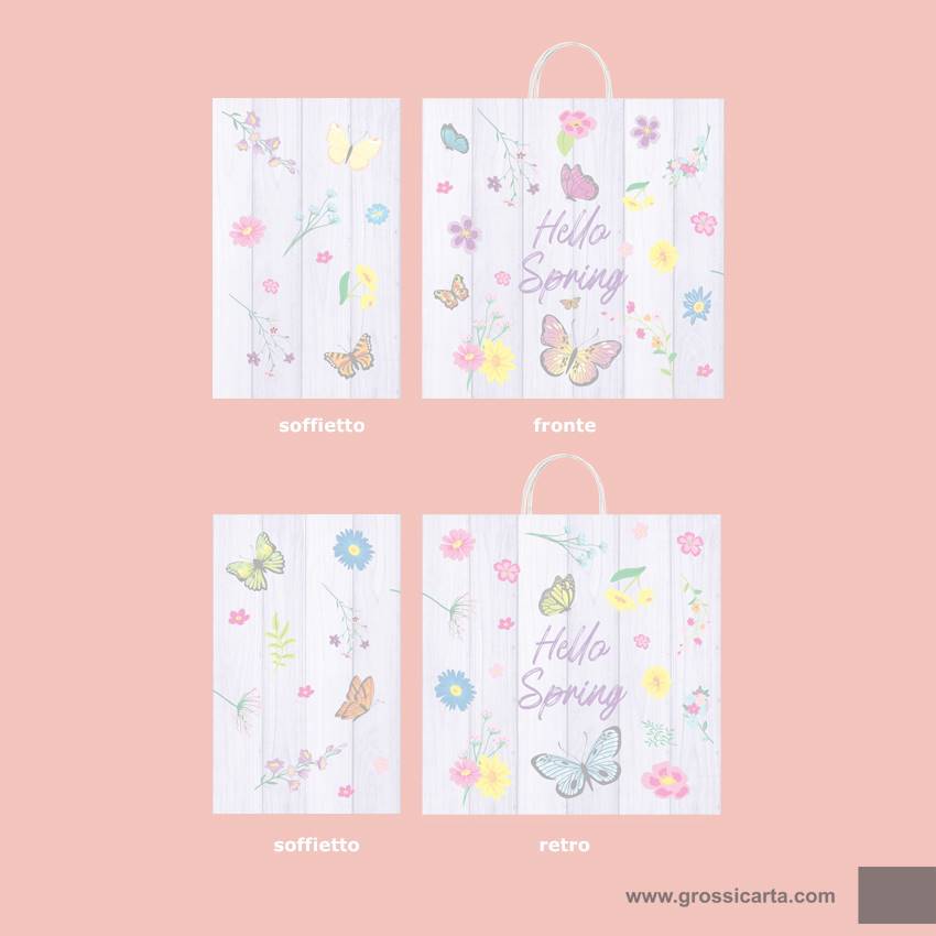 Shopper in carta Japa con manico ritorto ''Hello Spring'' - <strong>SOLD OUT</strong>