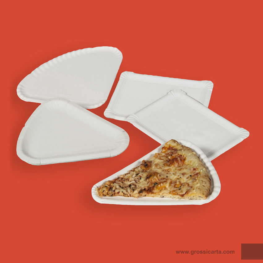 Vassoio rettangolare cartoncino bianco - Piatto pizza triangolare neutro - Piatto pizza triangolare