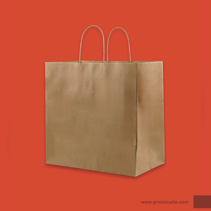 Borsa in carta avana con manico ritorto