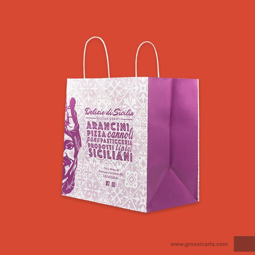 Shopper mod. japa in kraft bianco Certificata FSC® stampa 