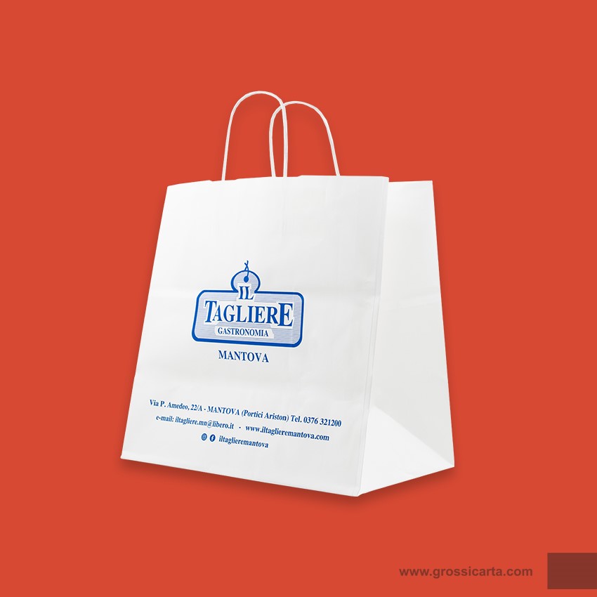 Shopper mod. japa in kraft bianco Certificata FSC® stampa 