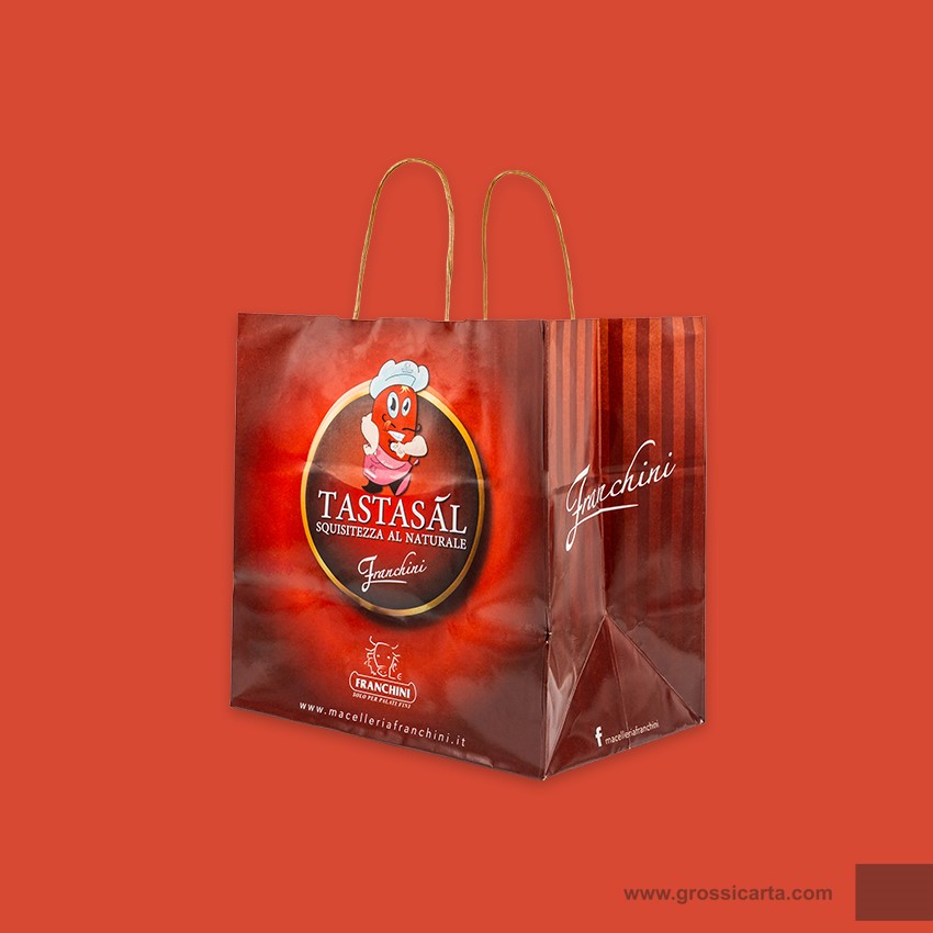Shopper mod. japa in kraft bianco Certificata FSC® stampa 