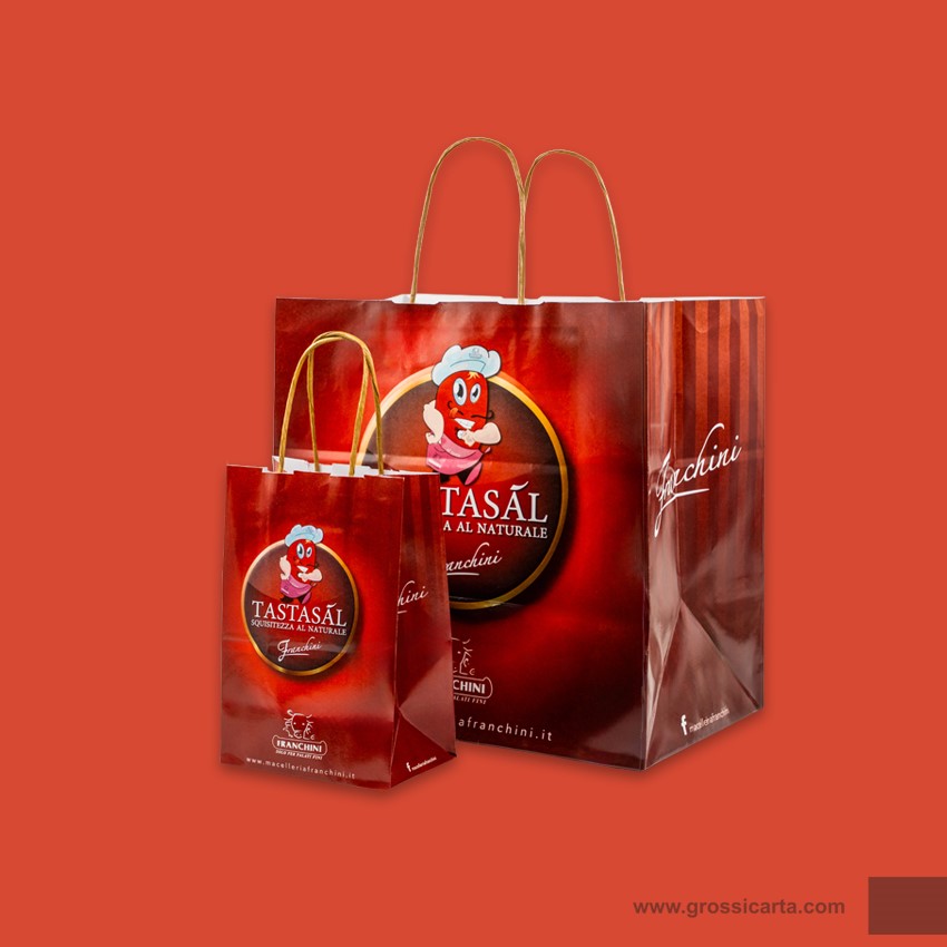 Borsa piccola e grande in carta japa, linea con stampa personalizzata - Franchini