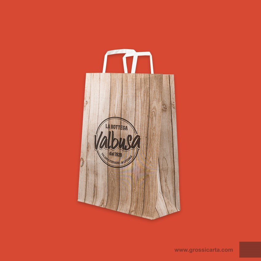 Shopper mod. japa in kraft bianco Certificata FSC® stampa 