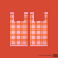 Shopper bio rosa stampa tartan arancio