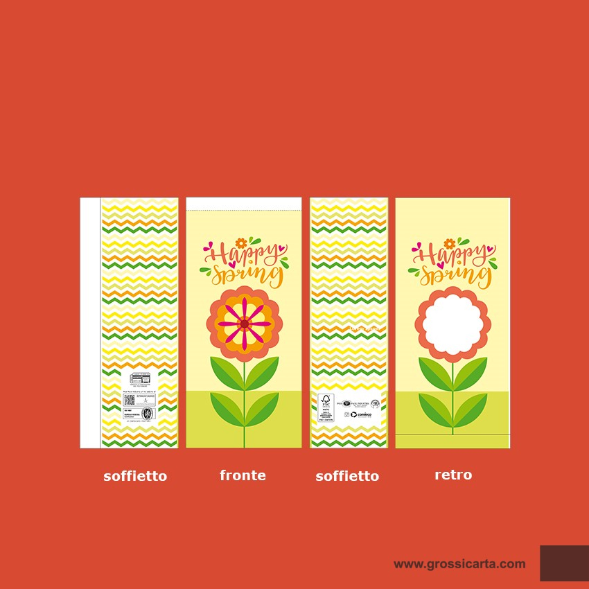 Sacchetti carta stampa ''Happy Spring'' - f.to 17x35
