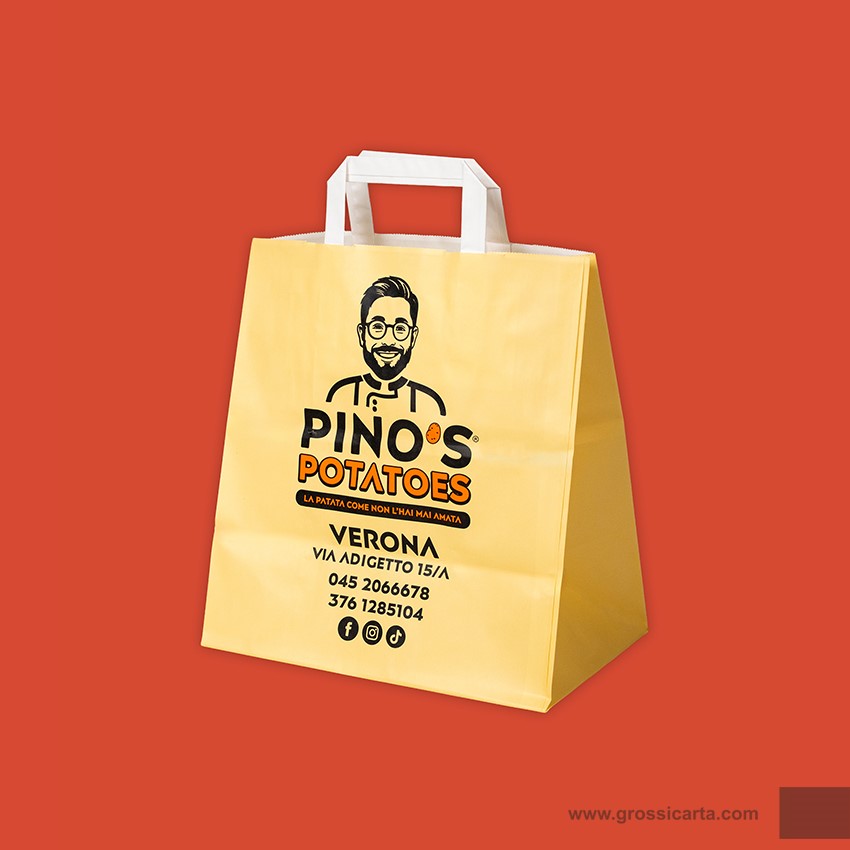 Shopper mod. japa in kraft bianco Certificata FSC® stampa 
