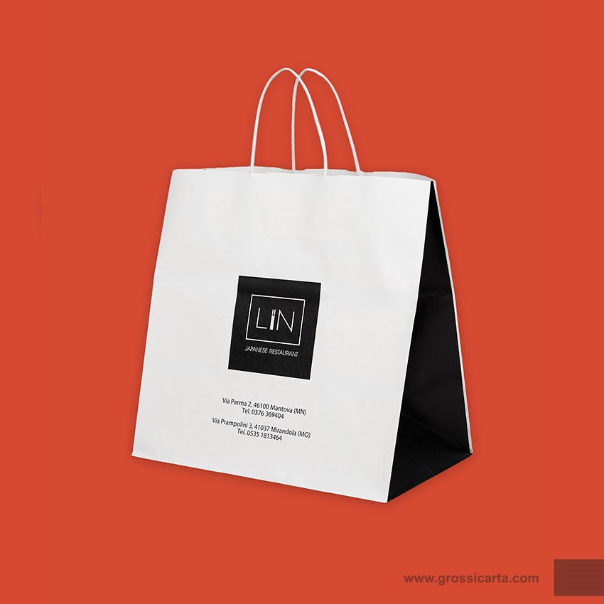 Shopper mod. japa in kraft bianco Certificata FSC® stampa 