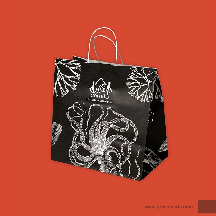 Shopper mod. japa in kraft bianco Certificata FSC® stampa 