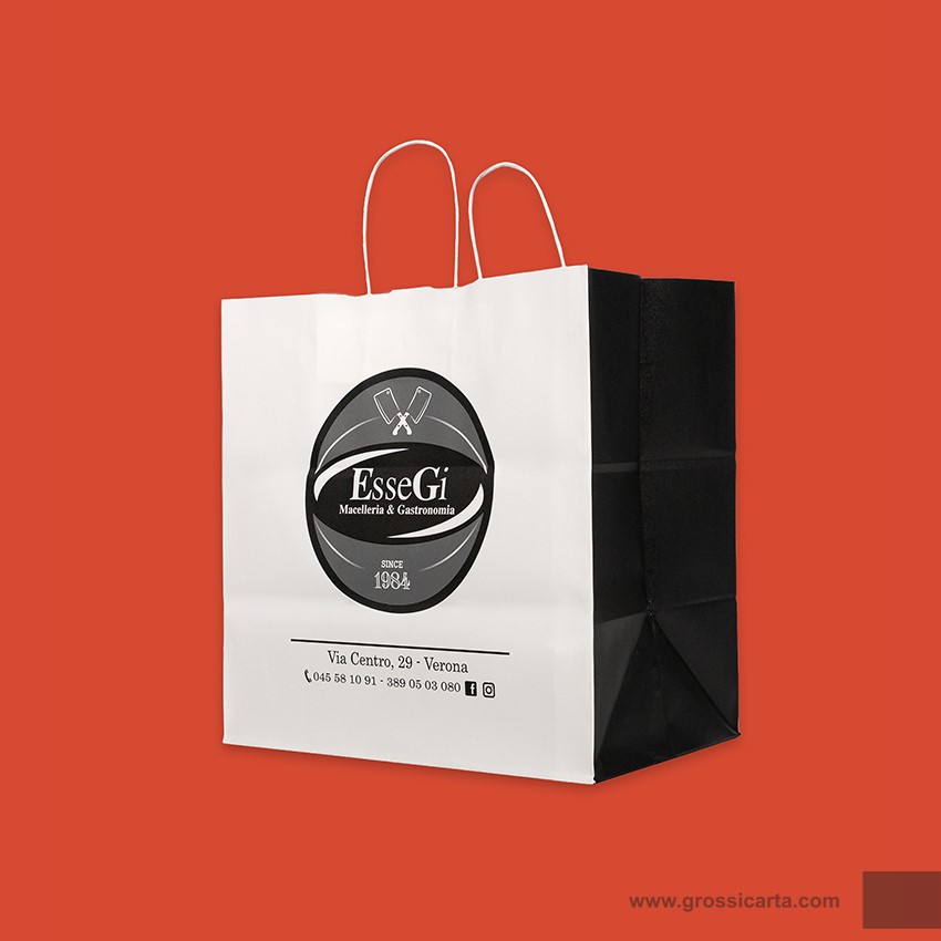 Shopper mod. japa in kraft bianco Certificata FSC® stampa 