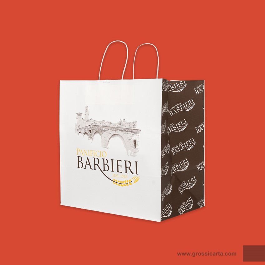 Shopper mod. japa in kraft bianco Certificata FSC® stampa 