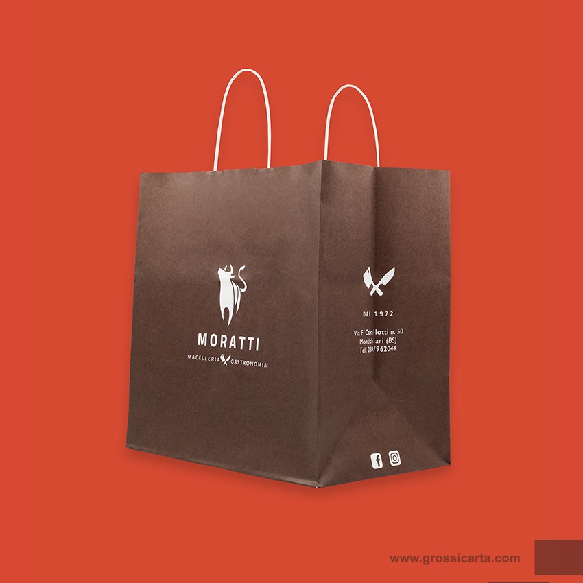 Shopper mod. japa in kraft bianco Certificata FSC® stampa 