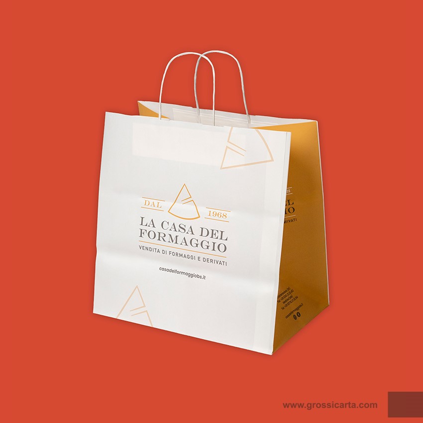 Shopper mod. japa in kraft bianco Certificata FSC® stampa 