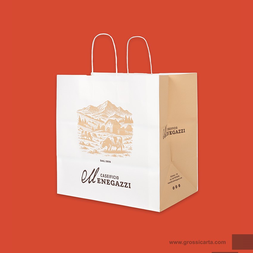 Shopper mod. japa in kraft bianco Certificata FSC® stampa 
