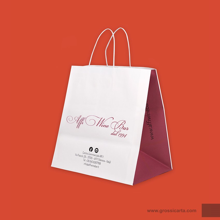 Shopper mod. japa in kraft bianco Certificata FSC® stampa 