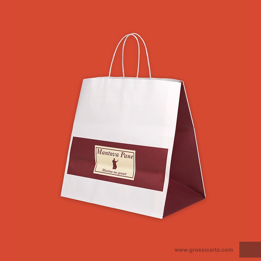 Shopper mod. japa in kraft bianco Certificata FSC® stampa 