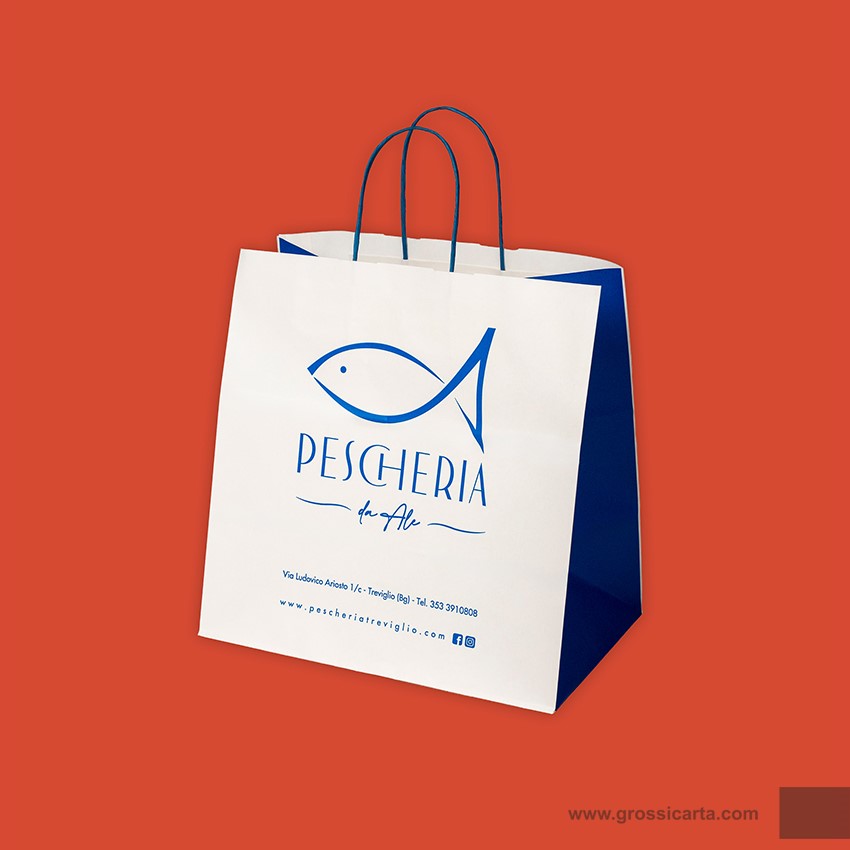 Shopper mod. japa in kraft bianco Certificata FSC® stampa 