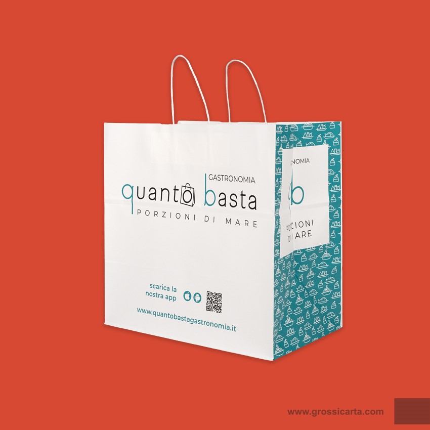 Shopper mod. japa in kraft bianco Certificata FSC® stampa 
