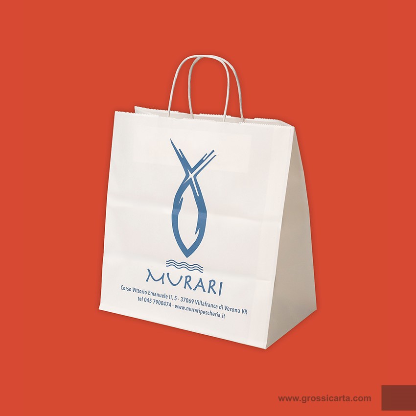 Shopper mod. japa in kraft bianco Certificata FSC® stampa 