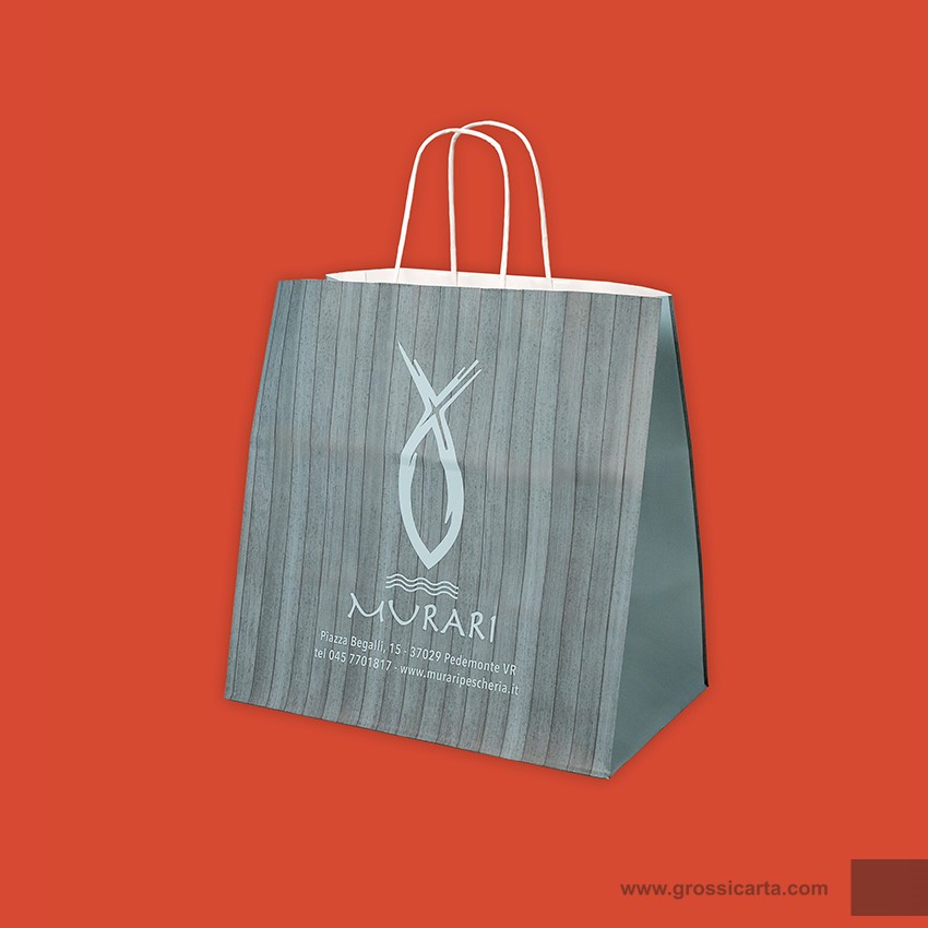 Shopper mod. japa in kraft bianco Certificata FSC® stampa 