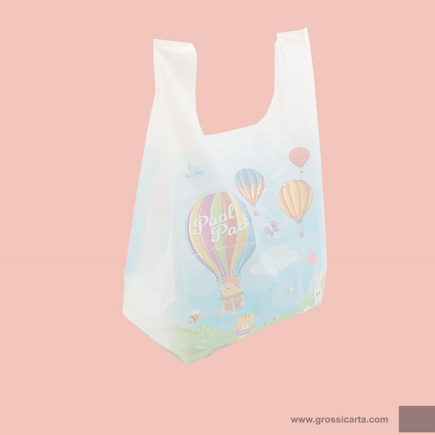 Shopper bio stampa ''Mongolfiera Hello Spring'' -  f.to 27x50 - <b>SOLD OUT</b>