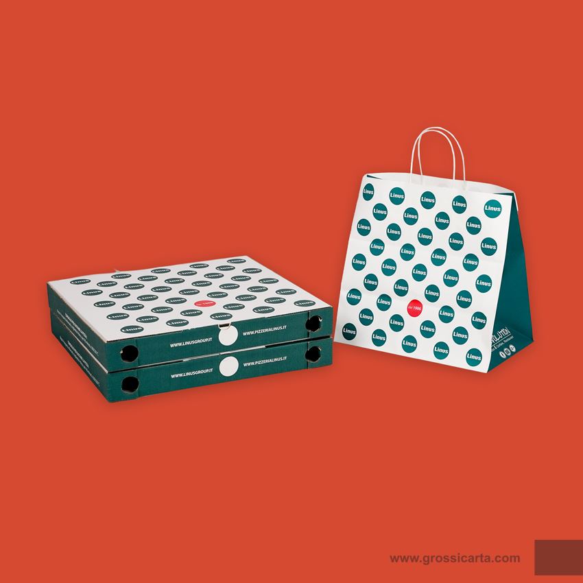 Scatole pizza e shopper java stampa personalizzata - Pizzeria Linus