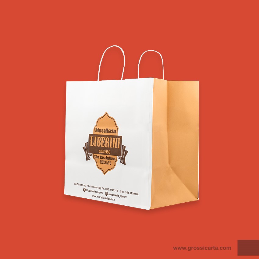 Shopper japa manico ritorto linea con stampa personalizzata - Macelleria Liberini