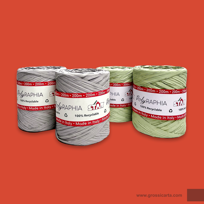 Nastro polyrahia verde salvia e grigio