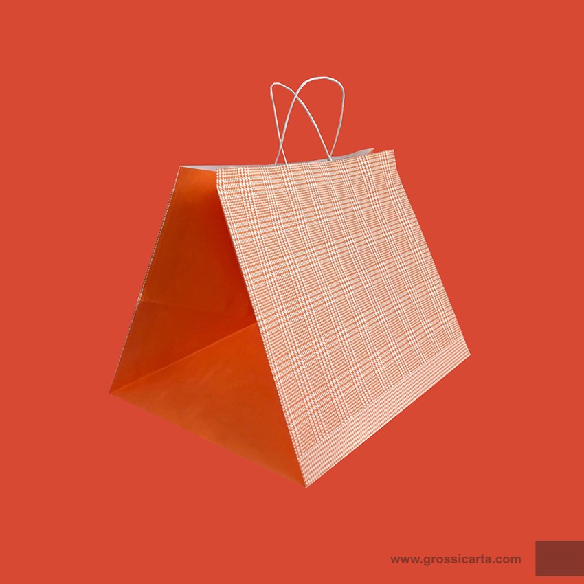 Shopper stampa ''Principe di galles''  arancione